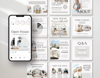 Real Estate Instagram Templates Bundle Aesthetic posts mockup
