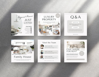 Real Estate Instagram Templates Bundle Aesthetic 6 posts mockup