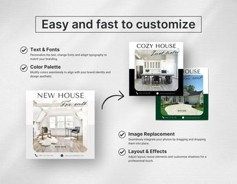 Real Estate Instagram Templates Bundle Aesthetic easy to edit mockup