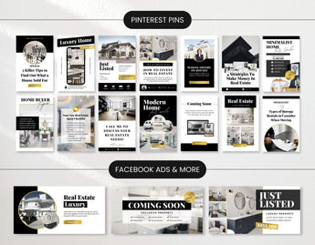Real Estate Pinterest Pin Templates and Facebook Ads Bundle Luxury Mockup DigiPax