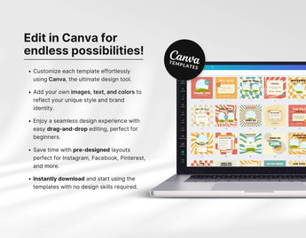 Ultimate Retro Vibes Social Media Templates Bundle Kit Edit in Canva Mockup Digipax
