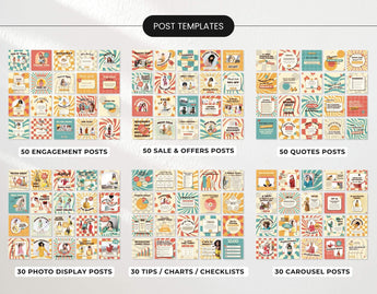 Retro Vibes Social Media Post Templates Bundle Kit Mockup DigiPax
