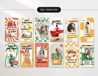Retro Vibes Social Media Reel Templates Bundle Kit Mockup DigiPax