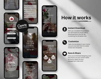 100 Romantic Instagram Reels Templates Bundle How it works Mockup