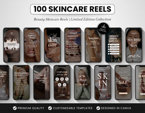 100 Skincare Instagram Reels Templates Bundle DigiPax