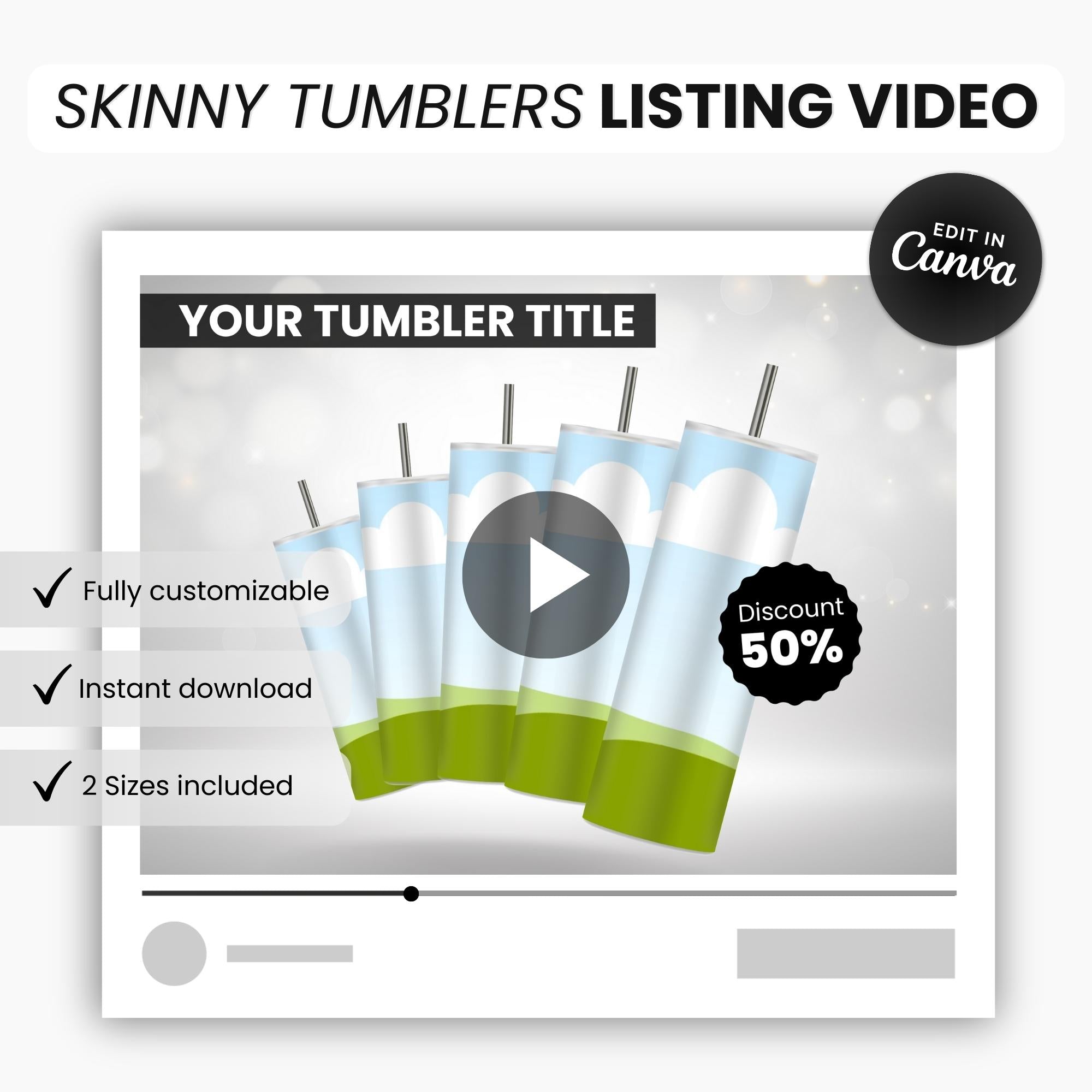 Etsy Skinny Individual Tumblers Listing Video Template DigiPax