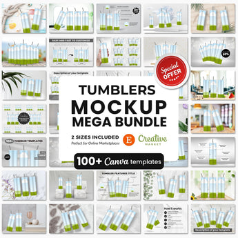 Skinny Tumbler Canva Mockup Templates Mega Bundle DigiPax