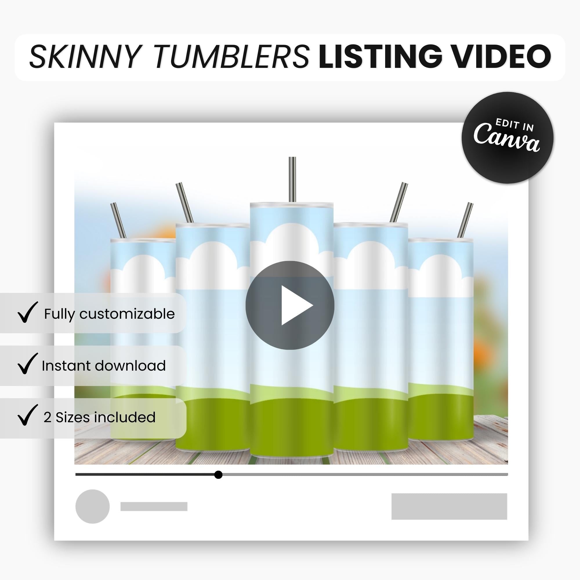 Etsy Skinny Individual Tumblers Listing Video Summer DigiPax