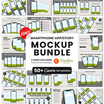 Smartphone Canva Mockups Bundle Black Devices DigiPax