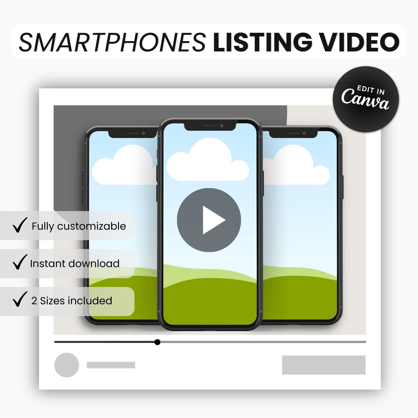 Etsy Smartphones Listing Video Template Black DigiPax