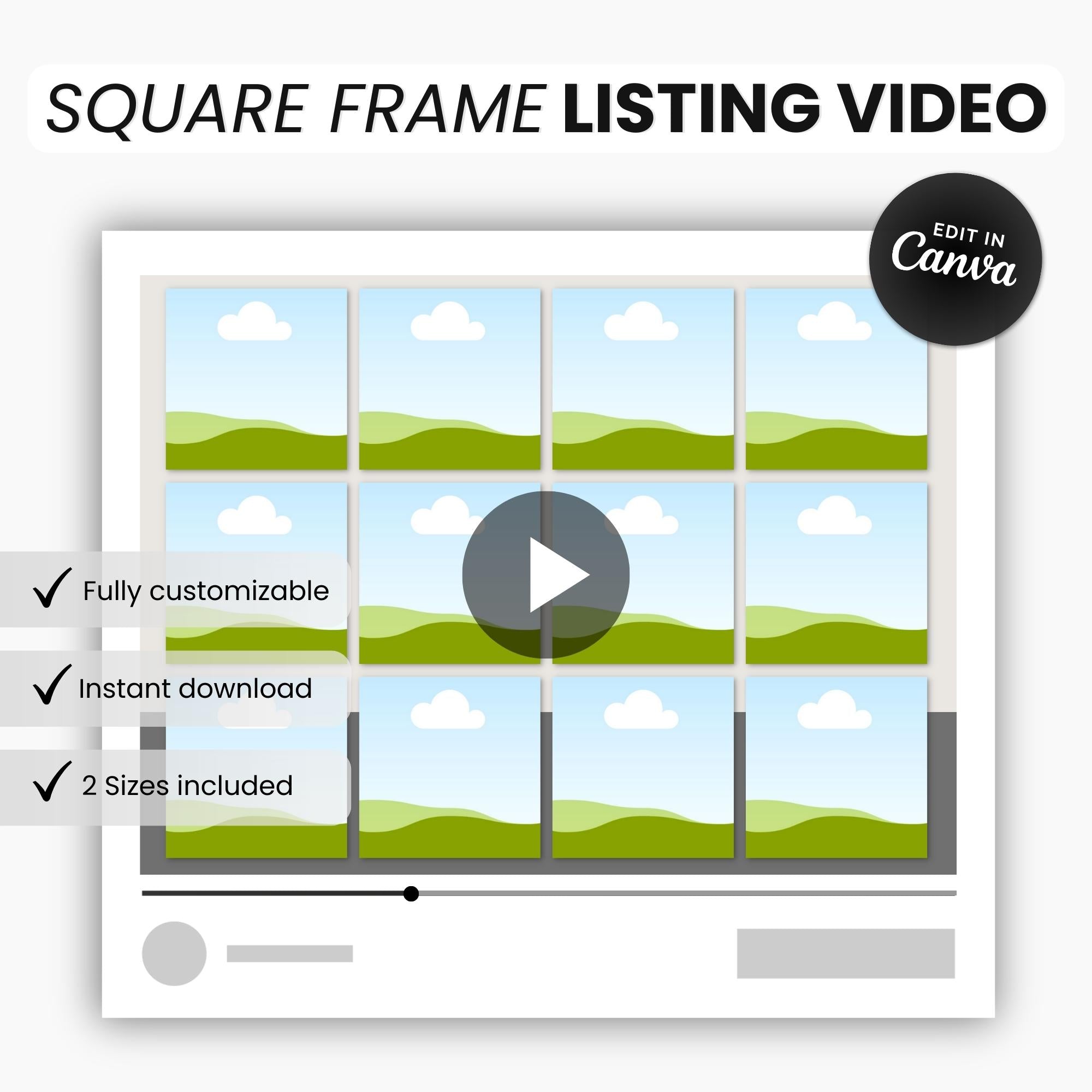 Etsy Square Frame Listing Video Template Canva DigiPax