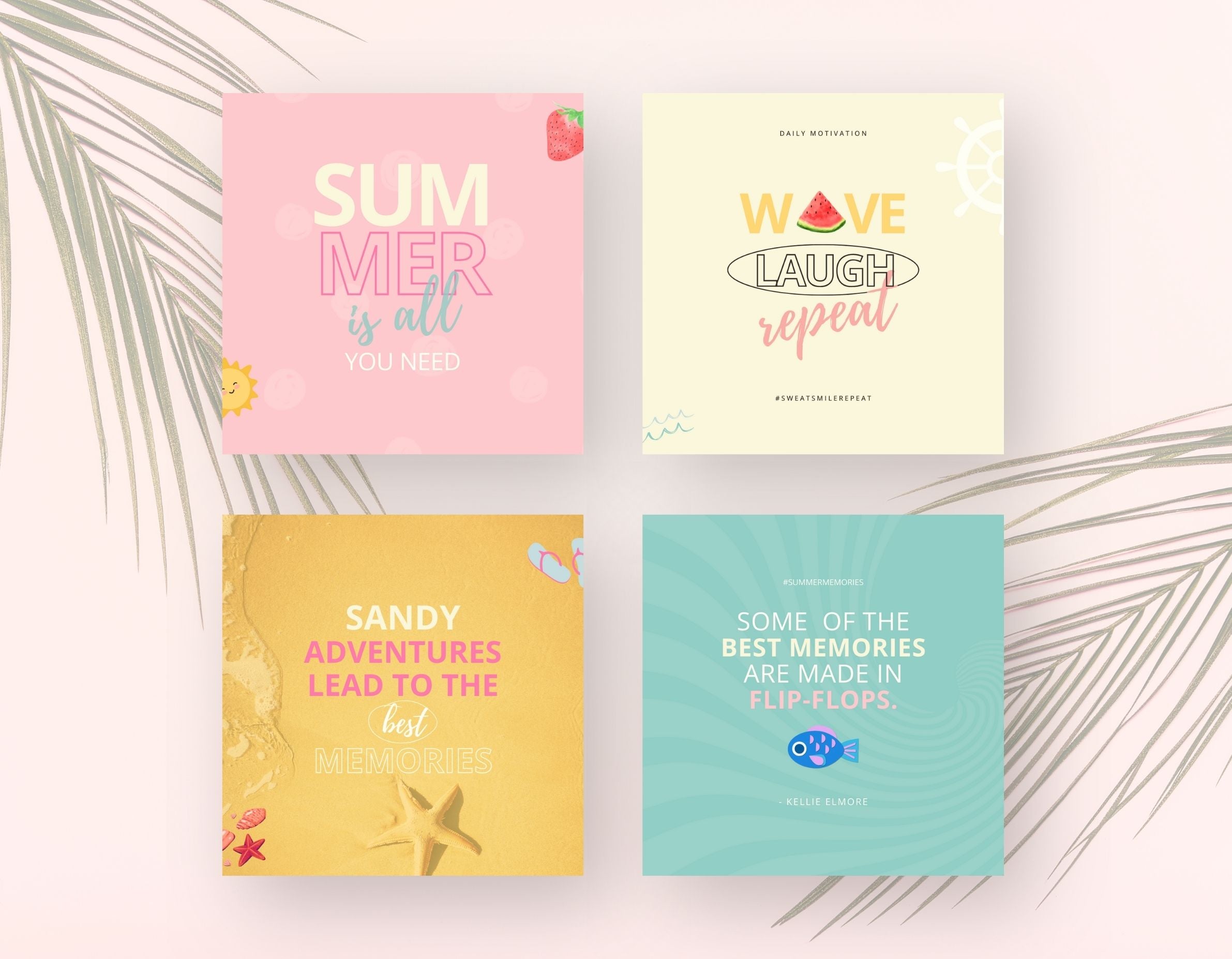 Positive Summer Posts Summer Quotes Instagram Post Templates - DigiPax