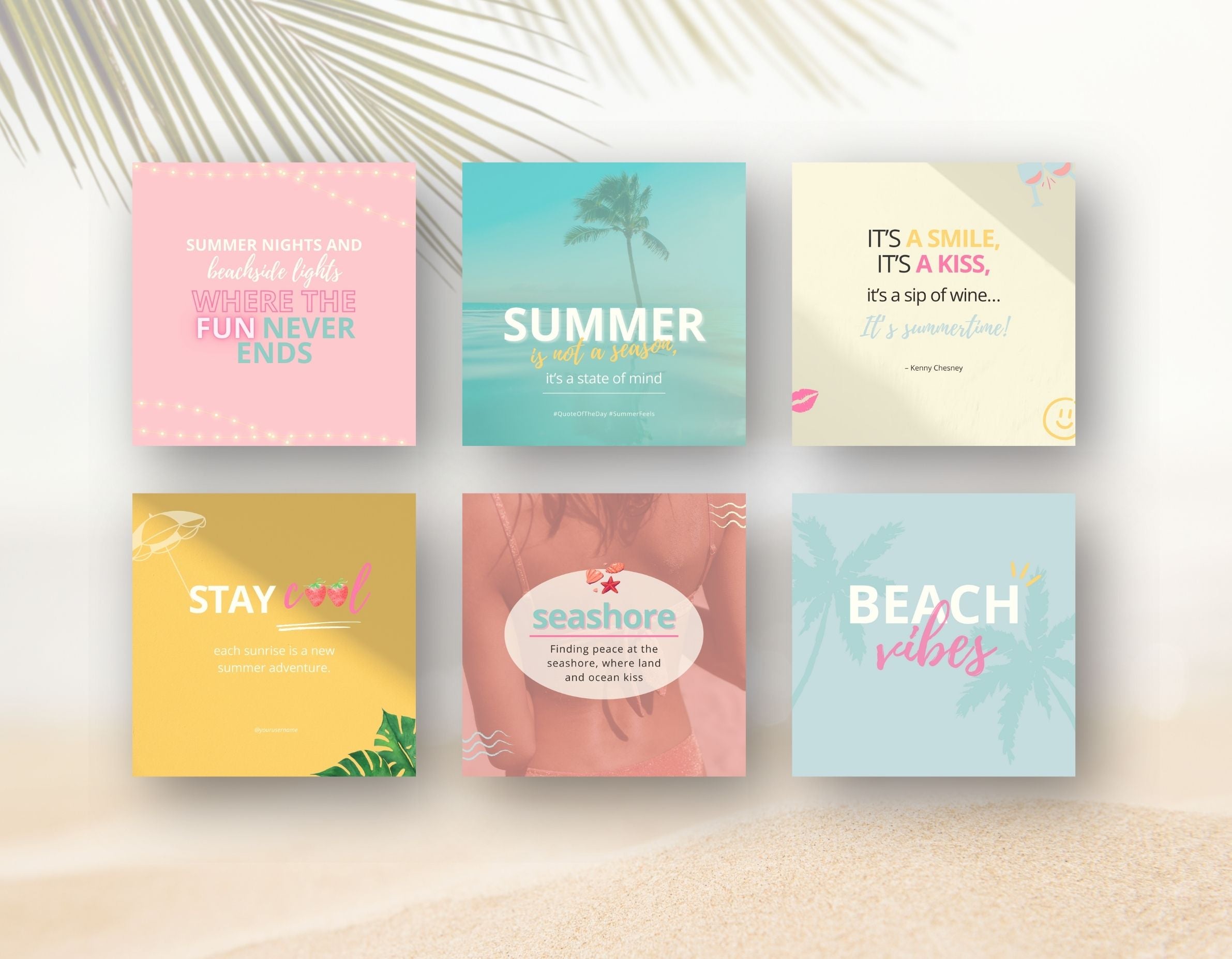 Positive Summer Posts Summer Quotes Instagram Post Templates - DigiPax