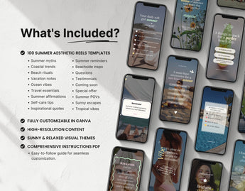 100 Summer Instagram Reels Templates Bundle What is included Mockup