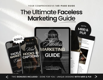 The Ultimate Faceless Marketing Guide with PLR & MRR Cover Mockup DigiPax
