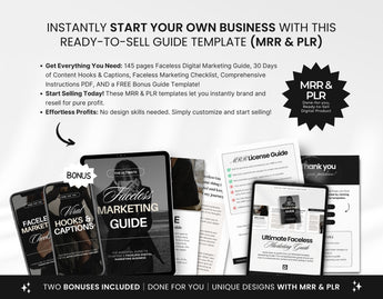The Ultimate Faceless Marketing Guide with PLR & MRR Ready to Sell Mockup  DigiPax