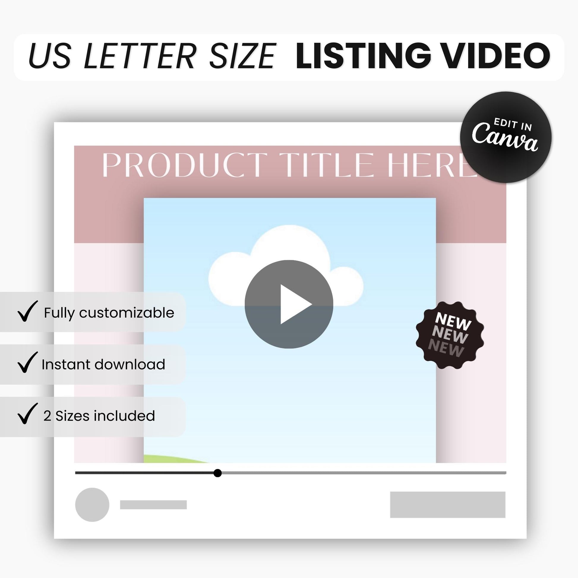 Etsy US Letter Size Listing Video Template DigiPax