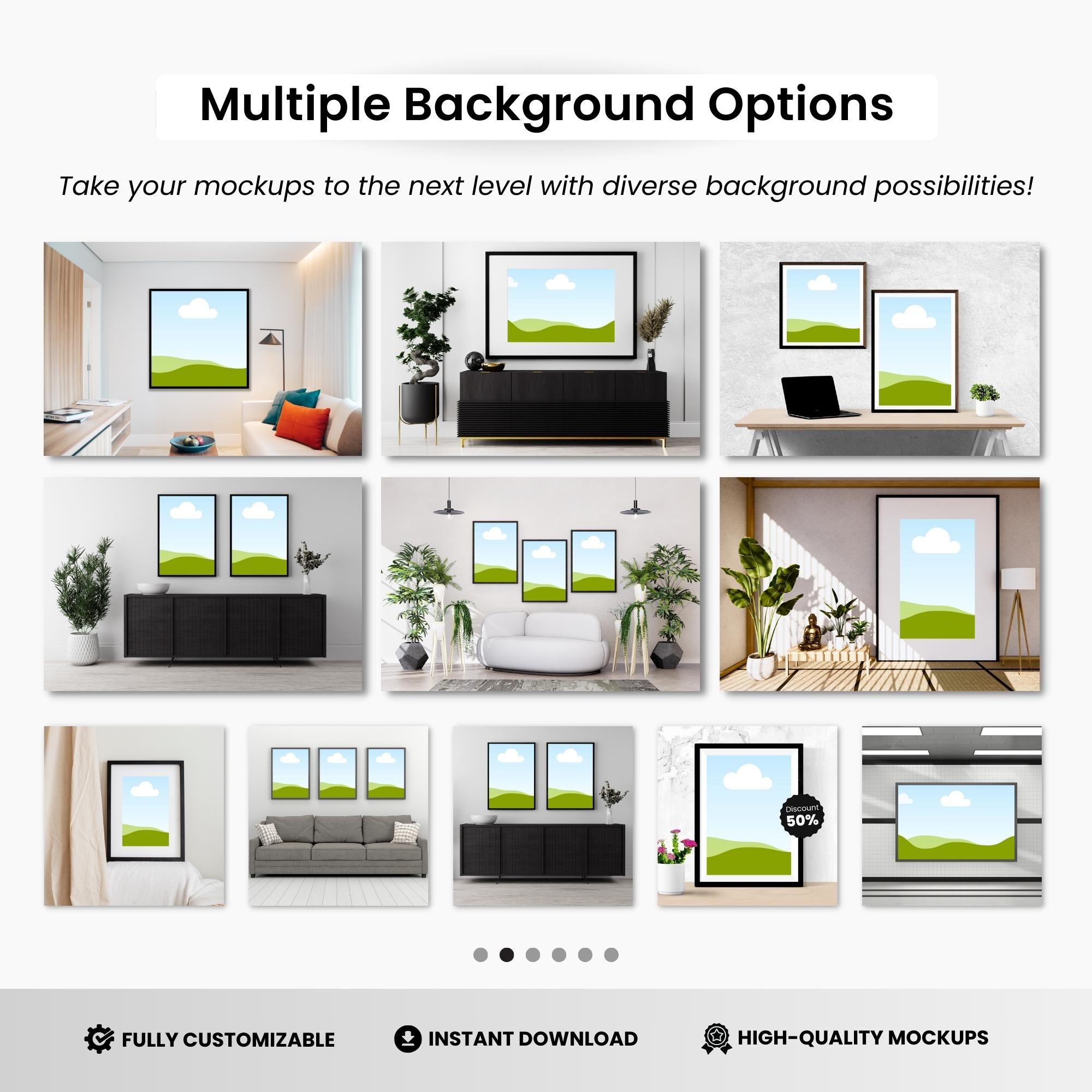 Wall Art Canva Mockup Templates Black Frames DigiPax