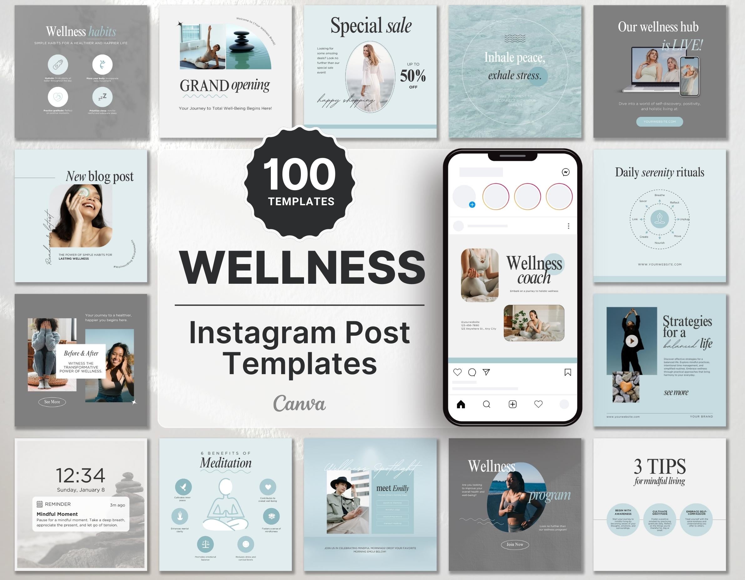 Wellness Instagram Post Templates DigiPax