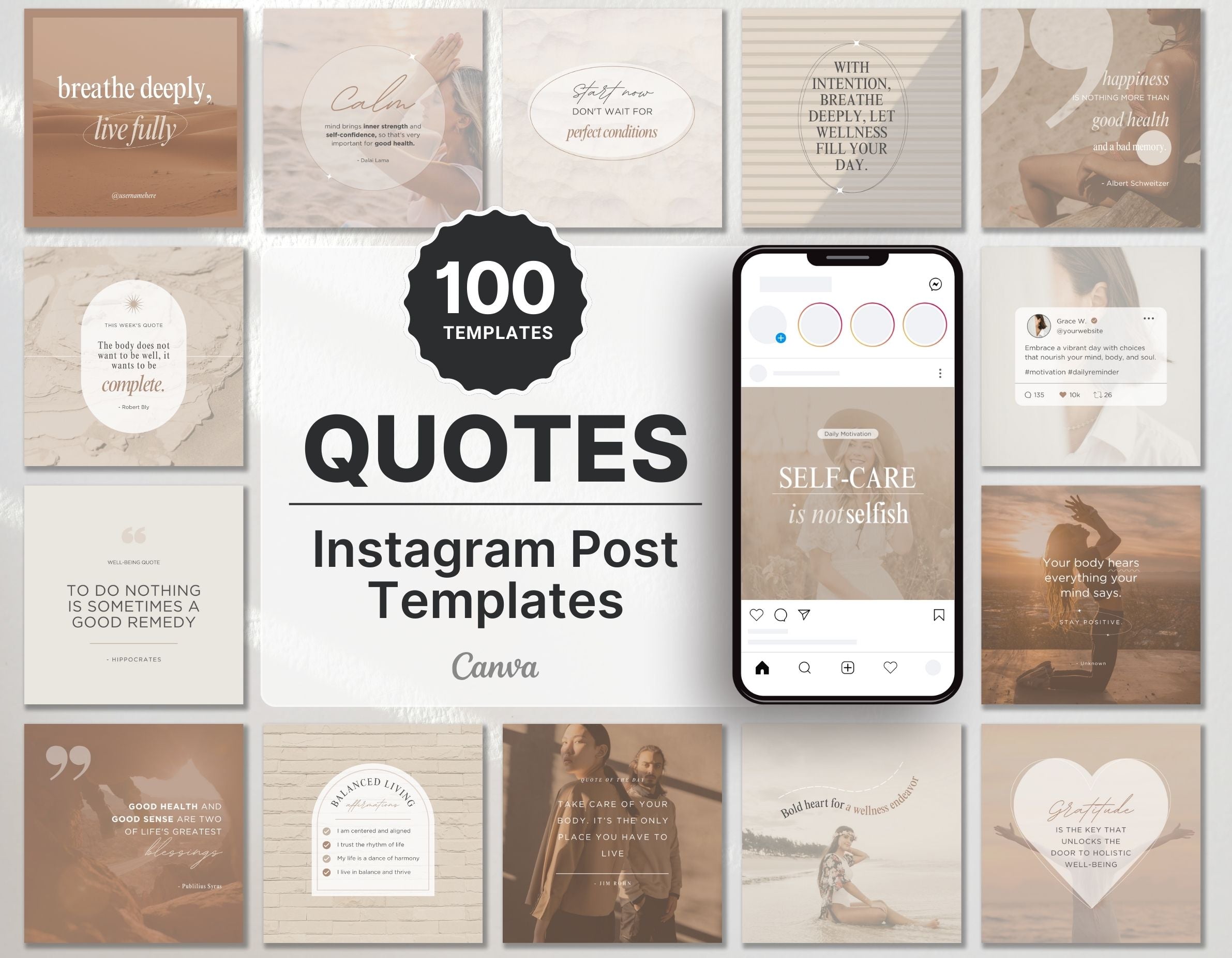 Wellness Quotes Instagram Post Templates DigiPax