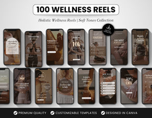 100 Wellness Instagram Reels Templates Bundle Neutral DigiPax