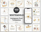 Instagram Post Templates White & Gold Cover mockup