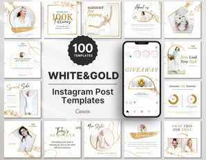 Instagram Post Templates White & Gold Cover mockup