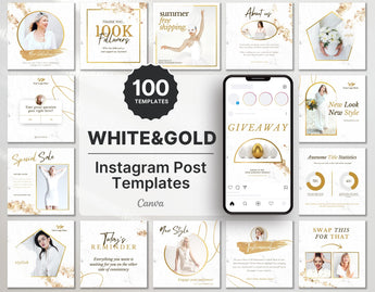 Instagram Post Templates White & Gold Cover mockup