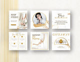 Instagram Post Templates White & Gold 6 posts mockup