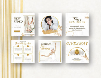 Instagram Post Templates White & Gold 6 posts mockup
