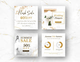 Instagram Post Templates White & Gold 4 posts mockup