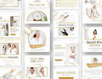 Instagram Post Templates White & Gold various posts mockup