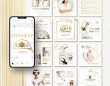 White & Gold Instagram Templates Bundle Kit posts mockup