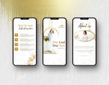 White & Gold Instagram Templates Bundle Kit phones stories mockup