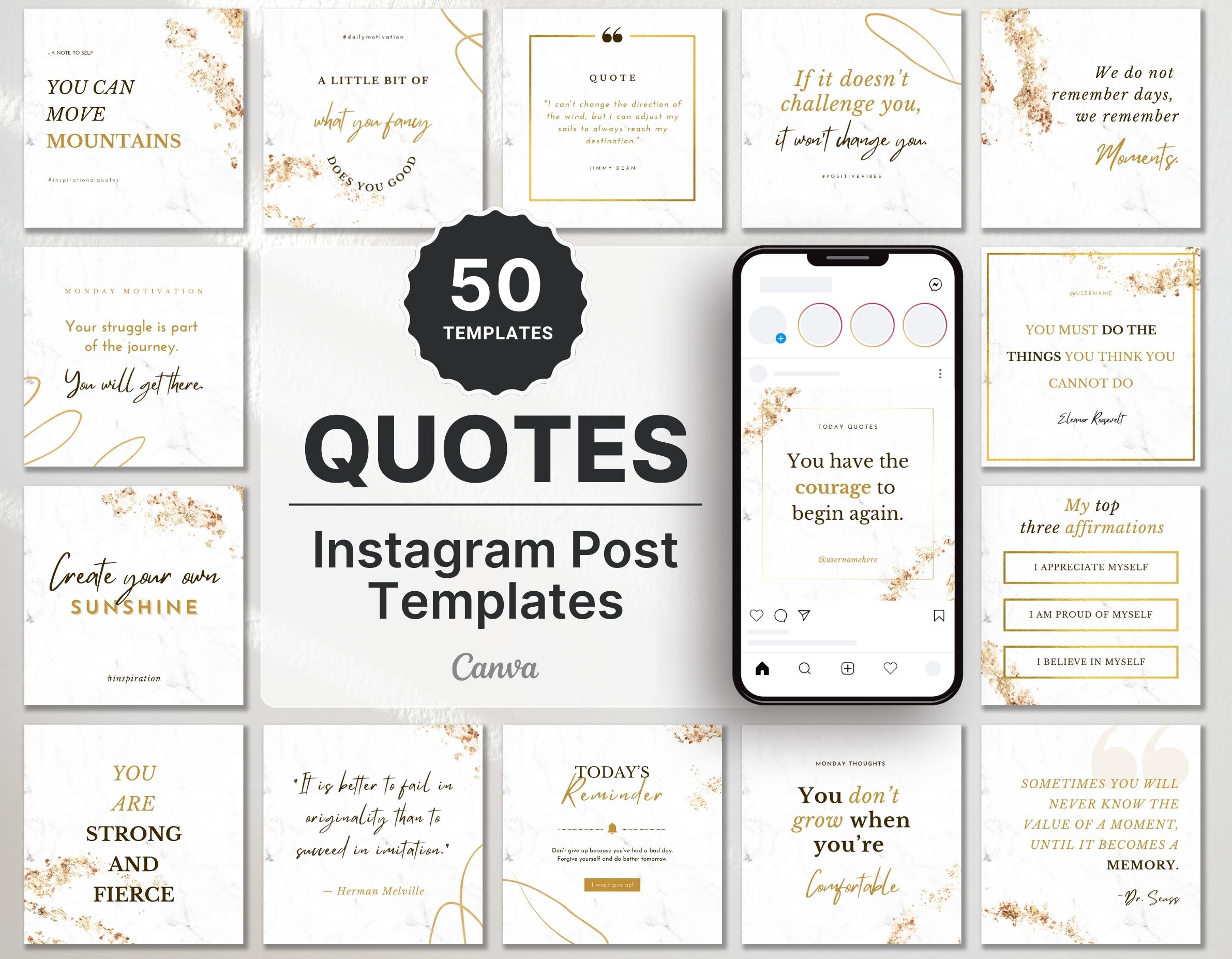 White & Gold Instagram Post Quotes Templates DigiPax