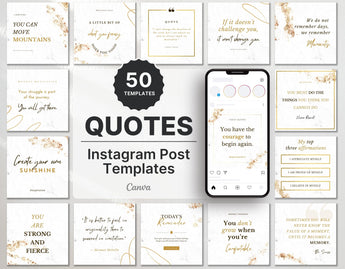White & Gold Instagram Post Quotes Templates DigiPax