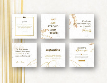 Instagram Quotes Post Templates White & Gold 6 posts mockup