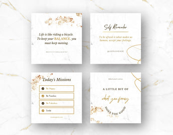 Instagram Quotes Post Templates White & Gold 4 posts mockup