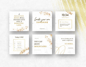 Instagram Quotes Post Templates White & Gold 6 posts mockup