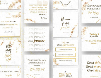 Instagram Quotes Post Templates White & Gold various posts mockup