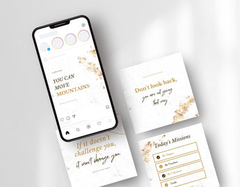 Instagram Quotes Post Templates White & Gold phone posts mockup
