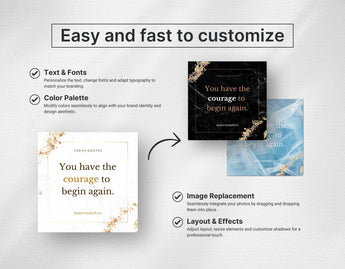 Instagram Quotes Post Templates White & Gold Easy to edit mockup