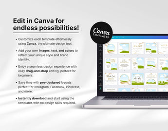Ultimate White & Gold Social Media Templates Bundle Kit Edit in Canva Mockup DigiPax
