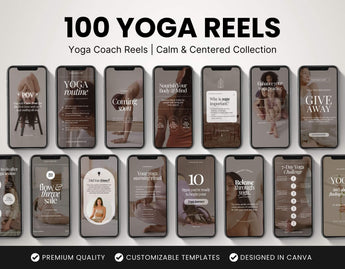 100 Yoga Coach Instagram Reels Templates Bundle DigiPax
