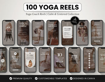 100 Yoga Coach Instagram Reels Templates Bundle DigiPax