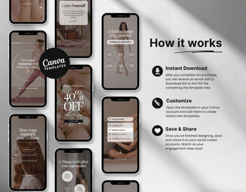 100 Yoga Coach Instagram Reels Templates Bundle DigiPax