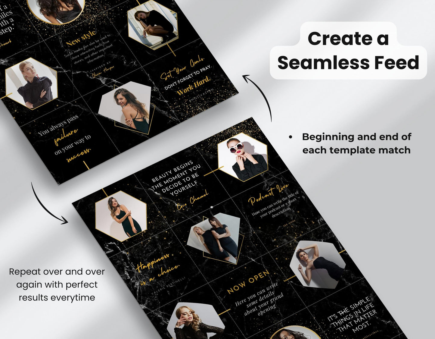 Black & Gold Instagram Puzzle Template DigiPax