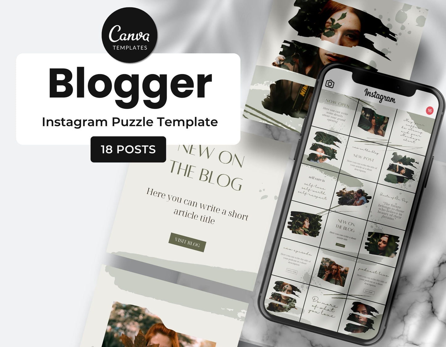 Blogger Instagram Puzzle Template Green DigiPax