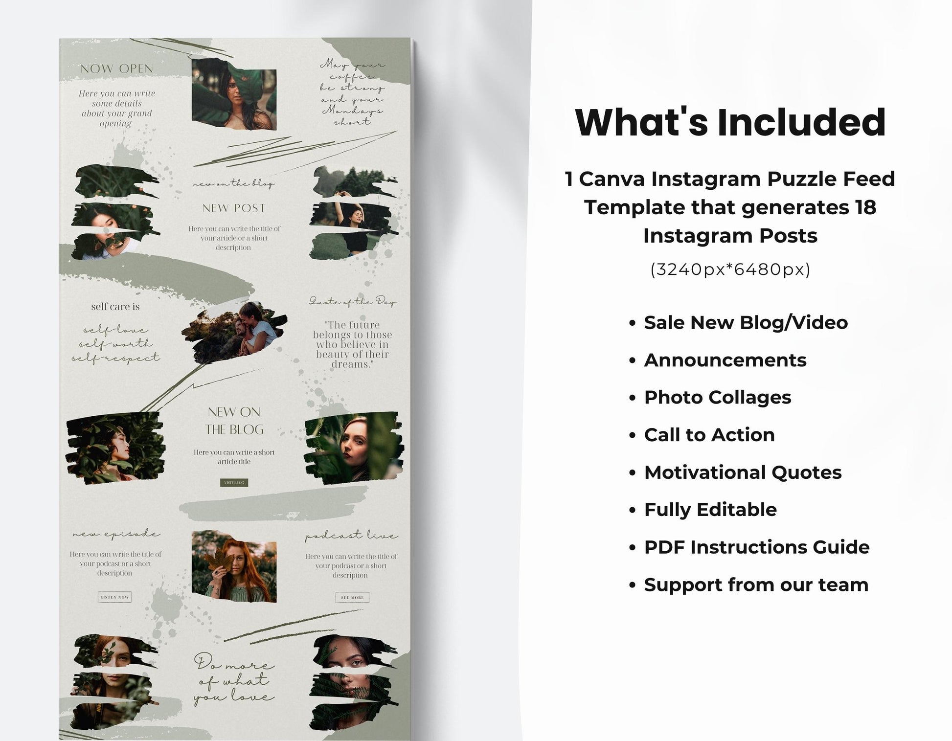 Blogger Instagram Puzzle Template Green DigiPax
