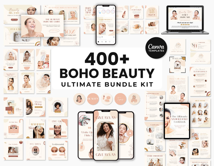 Boho Beauty Social Media Templates Bundle Kit DigiPax